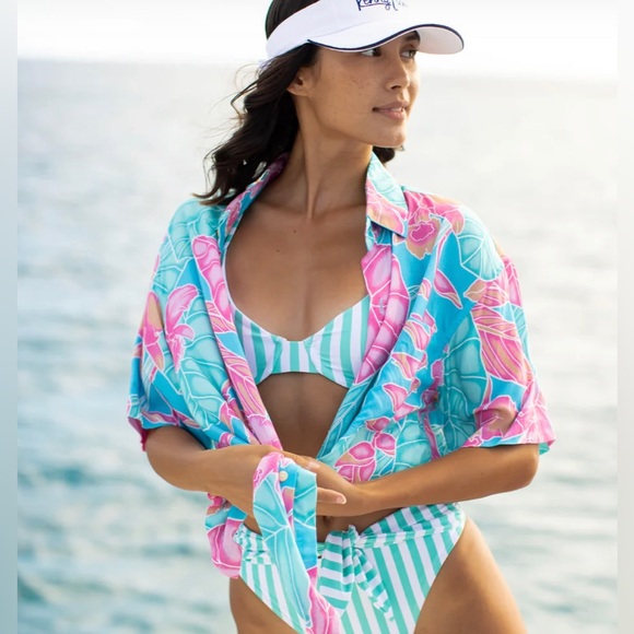 NEW! Kenny Flowers Watercolors The Lanai Underwire Bikini Striped SZ S, M, L - Picture 4 of 13